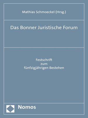 cover image of Das Bonner Juristische Forum